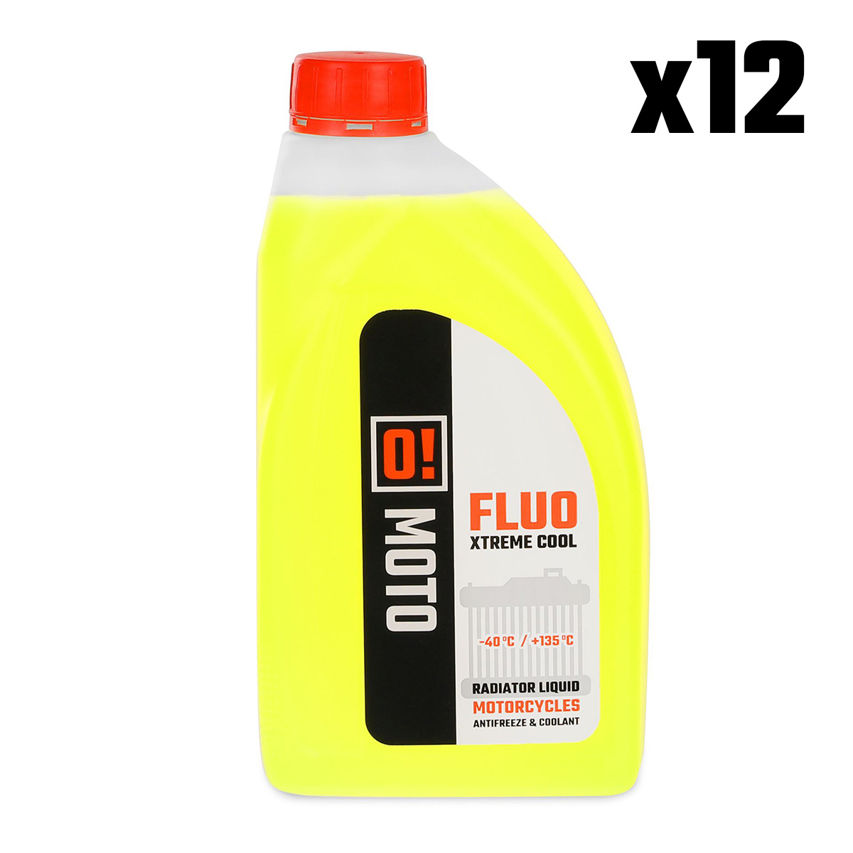 OMOTO sada 12 kus chladící kapalina 1L O! fluorescenční XtremE COOL+135 připraveno k použití (O!MOTO) (OLE-001) (-40 DO +135) (set 12 kus) (OMOTO)